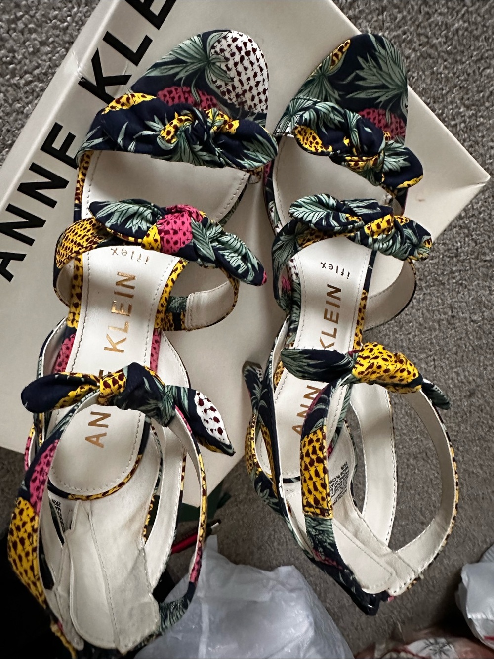 Anne Klein Tropical Print Knotted Open-Toe Heels EXACTLY AS PICTURED ❤️ - Picture 13 of 15